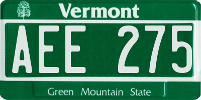 VT license plate AEE275