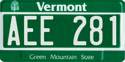 VT license plate AEE281