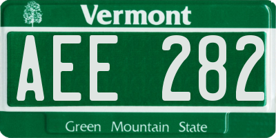 VT license plate AEE282
