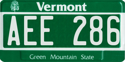 VT license plate AEE286