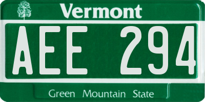VT license plate AEE294