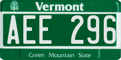 VT license plate AEE296
