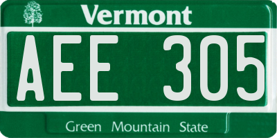 VT license plate AEE305