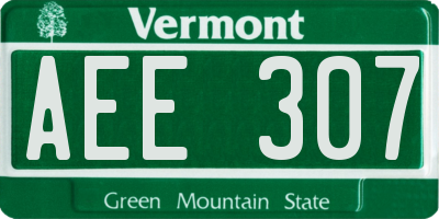 VT license plate AEE307