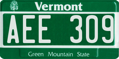 VT license plate AEE309