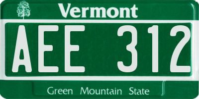 VT license plate AEE312