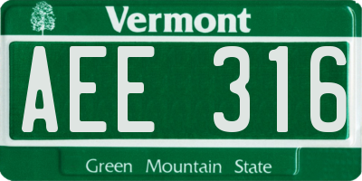 VT license plate AEE316