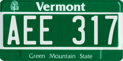 VT license plate AEE317