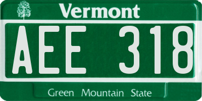VT license plate AEE318