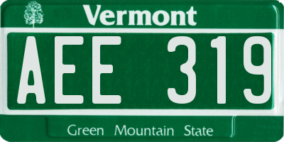 VT license plate AEE319