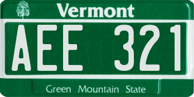 VT license plate AEE321