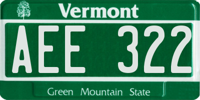 VT license plate AEE322