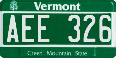 VT license plate AEE326