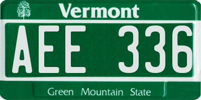 VT license plate AEE336