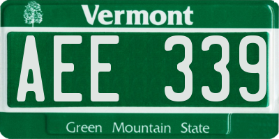 VT license plate AEE339