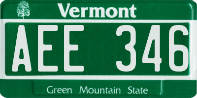 VT license plate AEE346