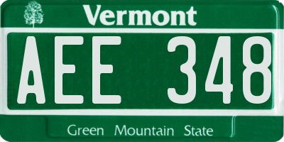VT license plate AEE348