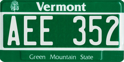 VT license plate AEE352