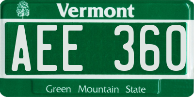 VT license plate AEE360
