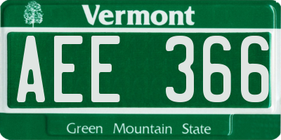 VT license plate AEE366