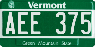VT license plate AEE375