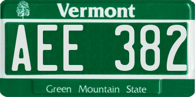 VT license plate AEE382