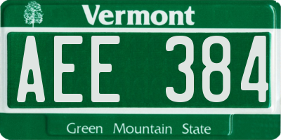 VT license plate AEE384
