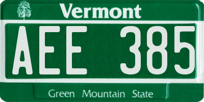 VT license plate AEE385