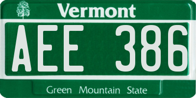 VT license plate AEE386
