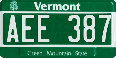 VT license plate AEE387