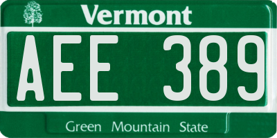 VT license plate AEE389