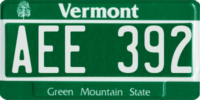 VT license plate AEE392