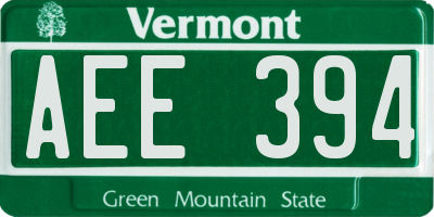VT license plate AEE394