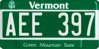 VT license plate AEE397
