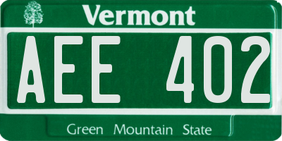 VT license plate AEE402