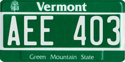 VT license plate AEE403