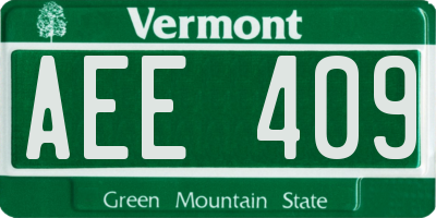 VT license plate AEE409