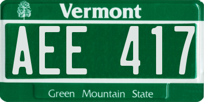 VT license plate AEE417