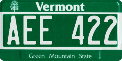 VT license plate AEE422