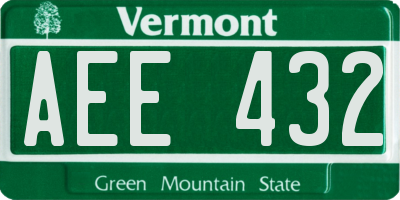 VT license plate AEE432