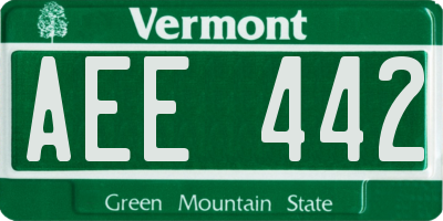 VT license plate AEE442