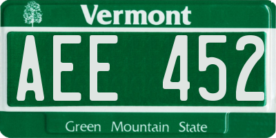 VT license plate AEE452