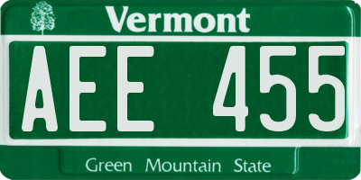 VT license plate AEE455