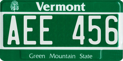 VT license plate AEE456