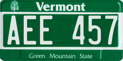VT license plate AEE457