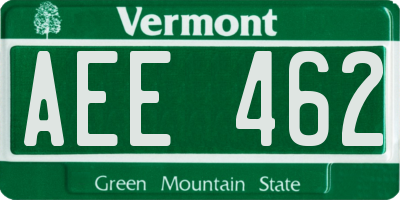 VT license plate AEE462