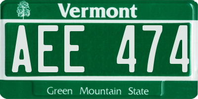 VT license plate AEE474