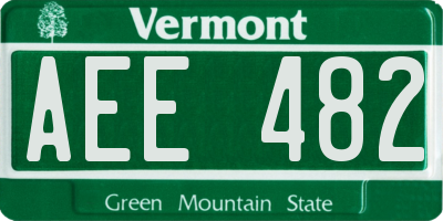 VT license plate AEE482