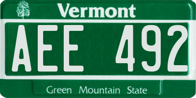 VT license plate AEE492