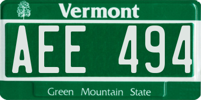VT license plate AEE494